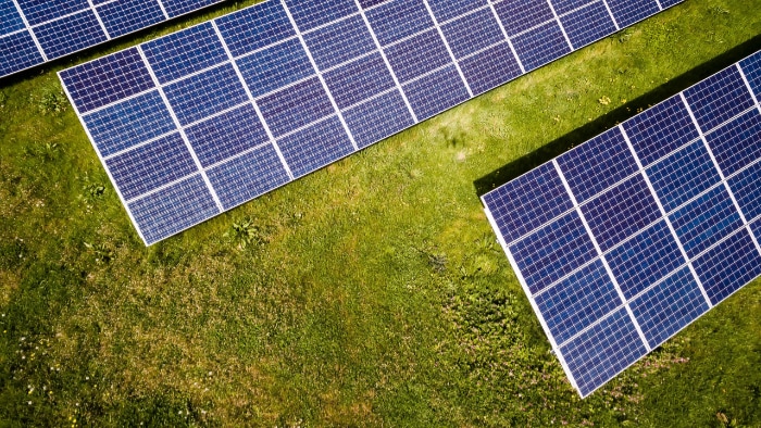 Solar panels on the ground