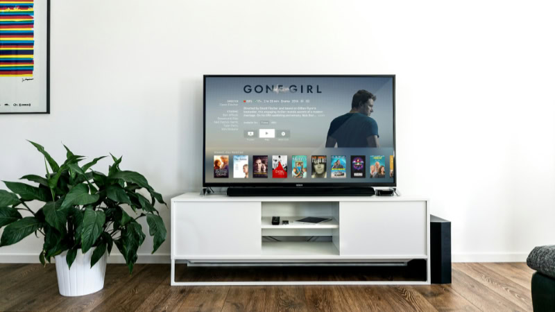 Sony TV displaying Gone Girl movie in modern living room