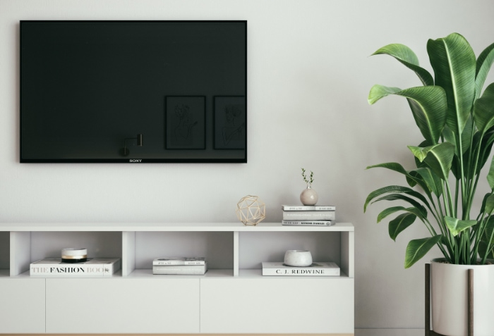 Sony TV on white wall