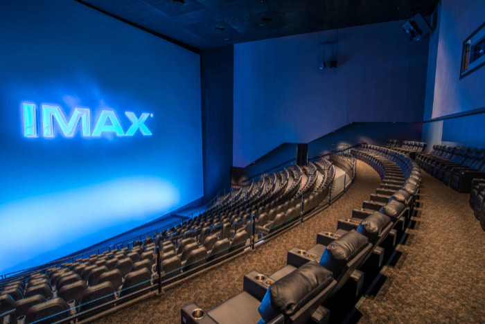Spacious IMAX theater with luxury leather recliner seats