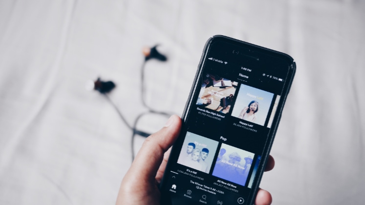 Spotify on black smartphone