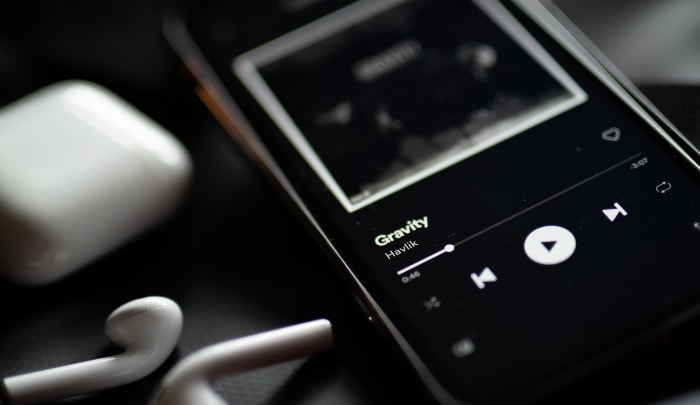 Spotify playing on smartphone
