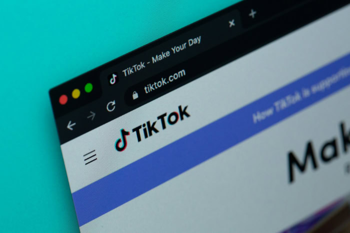 TikTok website homepage open on computer browser screen