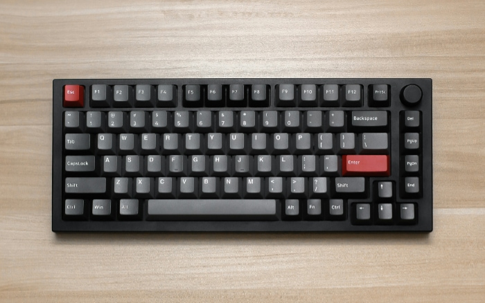 Top down view of a minimalist mechanical keyboard