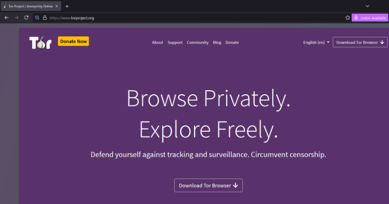 Tor Project homepage with Browse Privately tagline