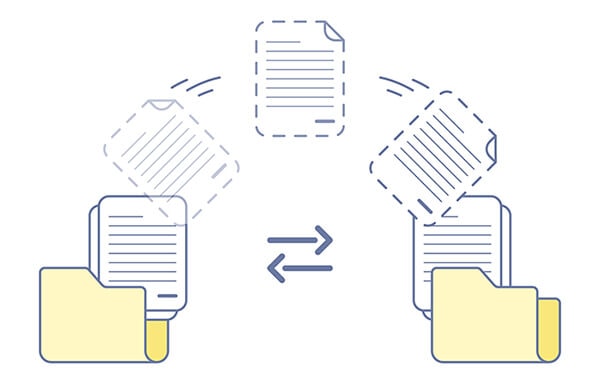Illustration of file transfer between two folder