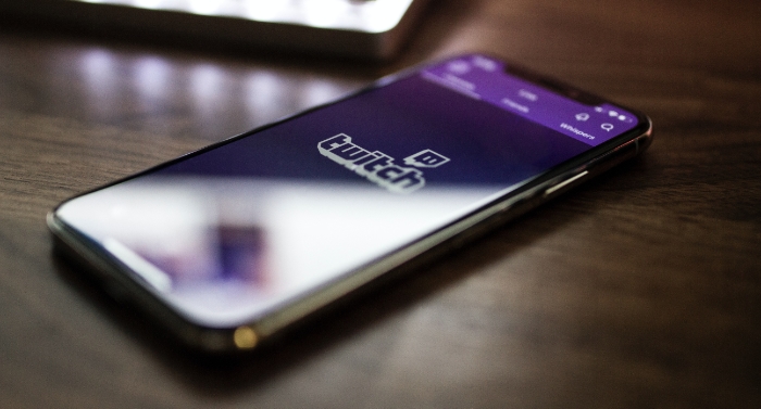 Twitch app opened on black smartphone