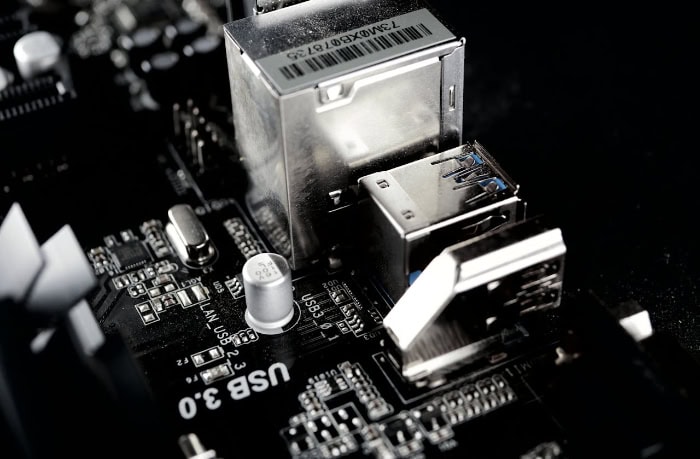 USB 3.0 ports on a computer motherboard