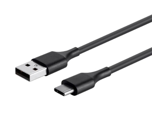 Black USB-A and USB-C on white background