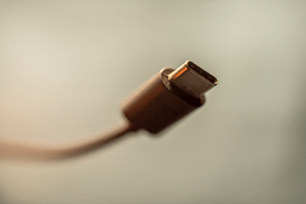 White USB C on blur background