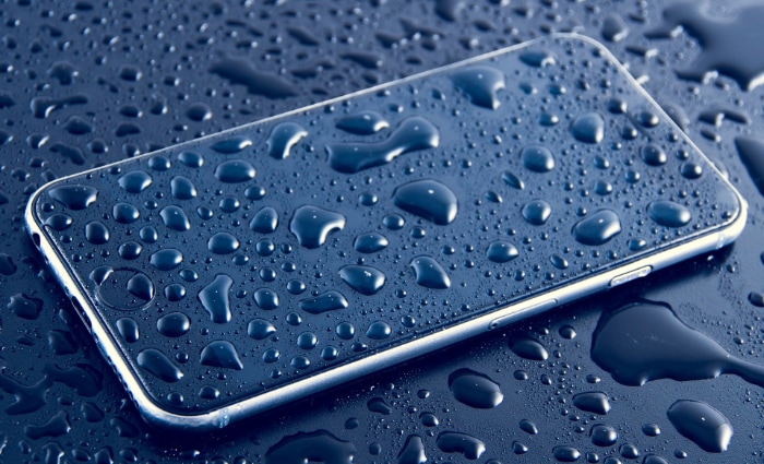 Water droplets on iPhone