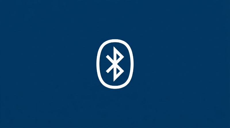 White Bluetooth logo icon on a blue background