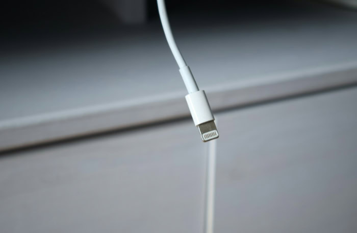 White Lightning cable connector hanging