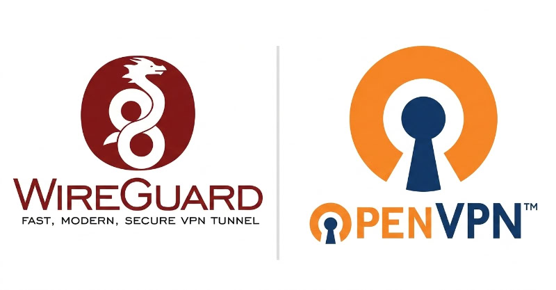 WireGuard and OpenVPN logos separated by a vertical line