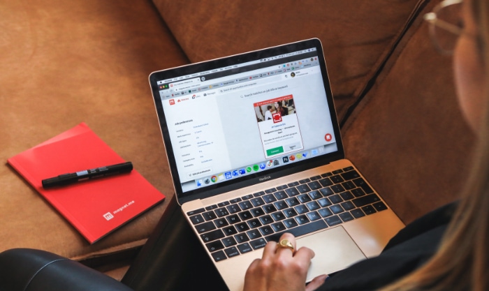 Woman using Macbook