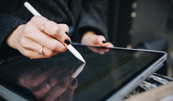 Woman using ipad