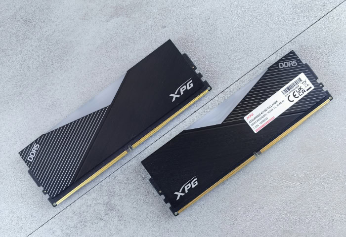 XPG DDR5 RAM memory modules on surface