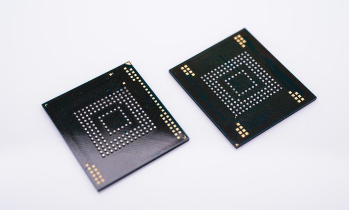 eMMC on white surface