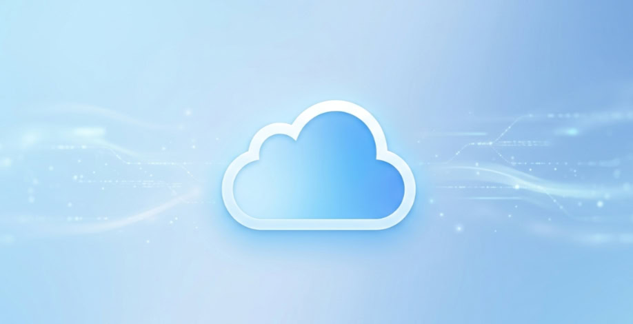 iCloud icon on a light blue digital background