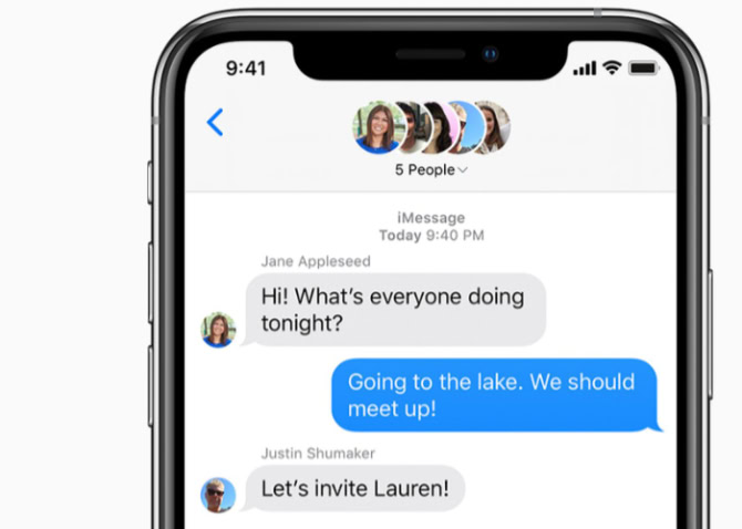 iPhone screen showing an iMessage group chat conversation