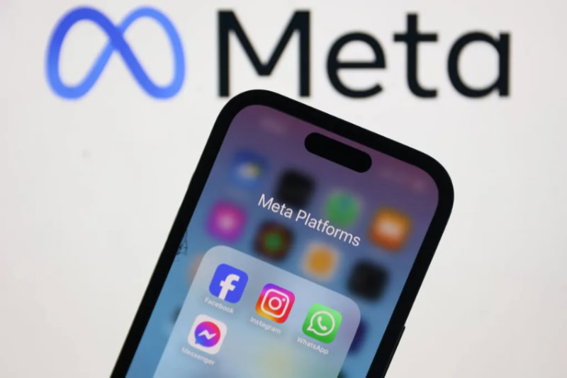 iPhone showing Meta Platforms apps and logo